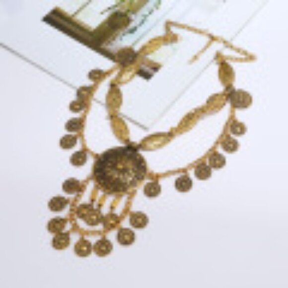 #056  Ethnic Wind Alloy Coin Personality Retro Collarbone Multi-layer Necklace - Picture 2 of 6